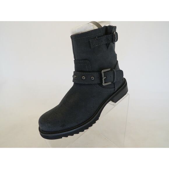 NINE WEST Womens Size 6 M Navy Suede Buckle Studded Fashion Ankle Boots Booties - Picture 3 of 10